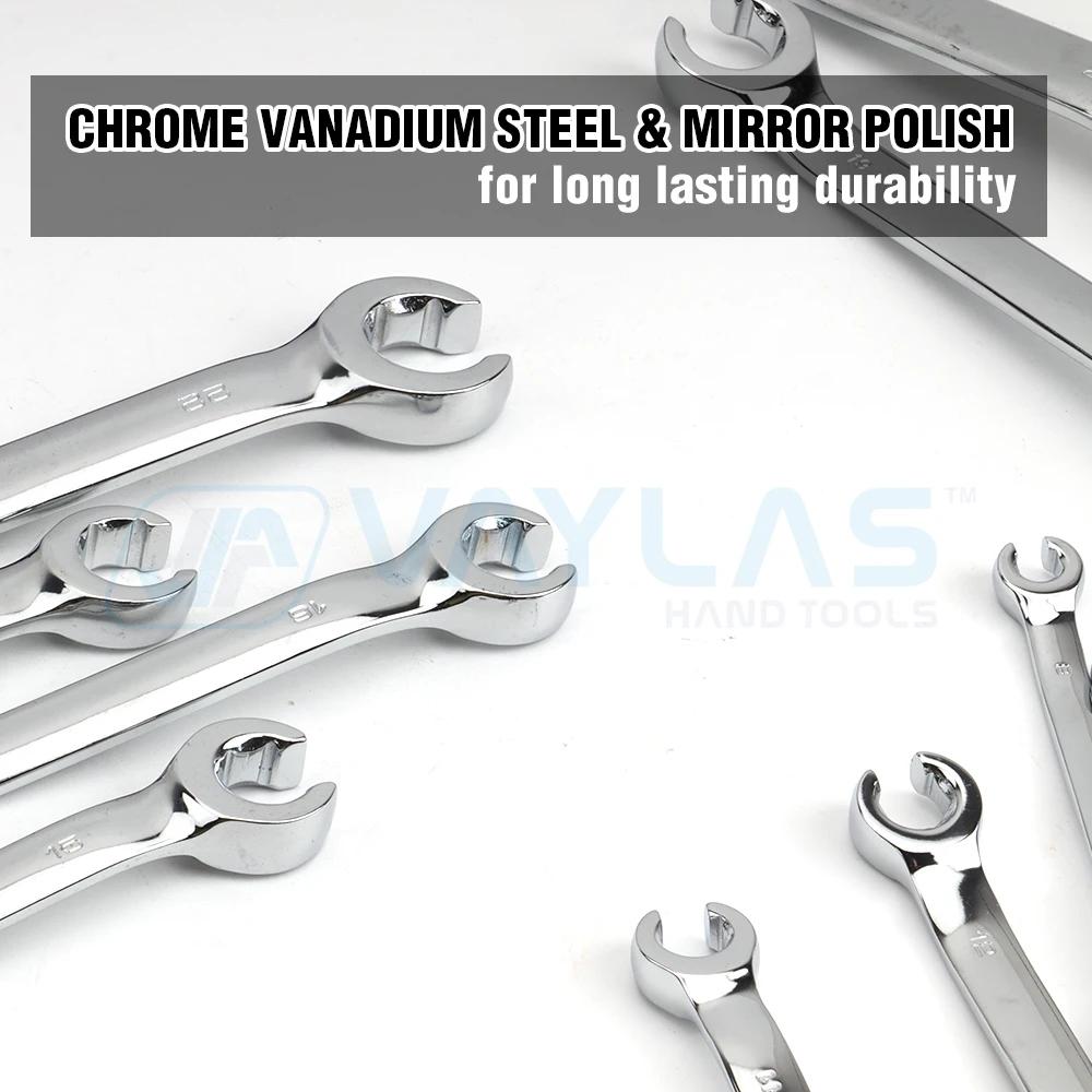 Jeu de clés à écrou évasé pour tuyau d'huile, 6-22mm, multi-outils, polissage complet, couple élevé,