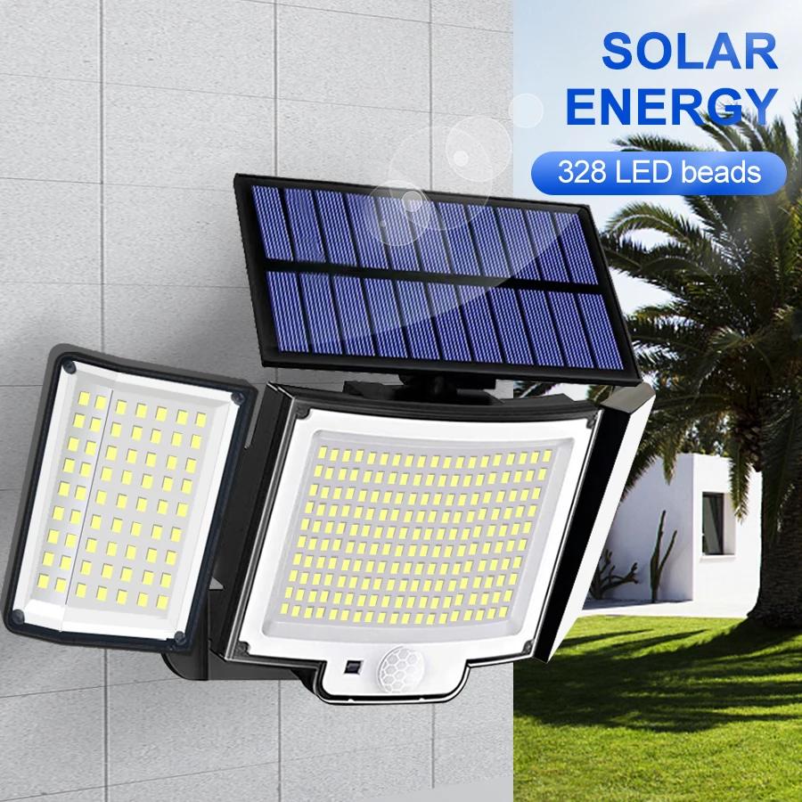 Lampes solaires étanches avec détecteur de mouvement pour jardin, projecteurs de sécurité, extérieur