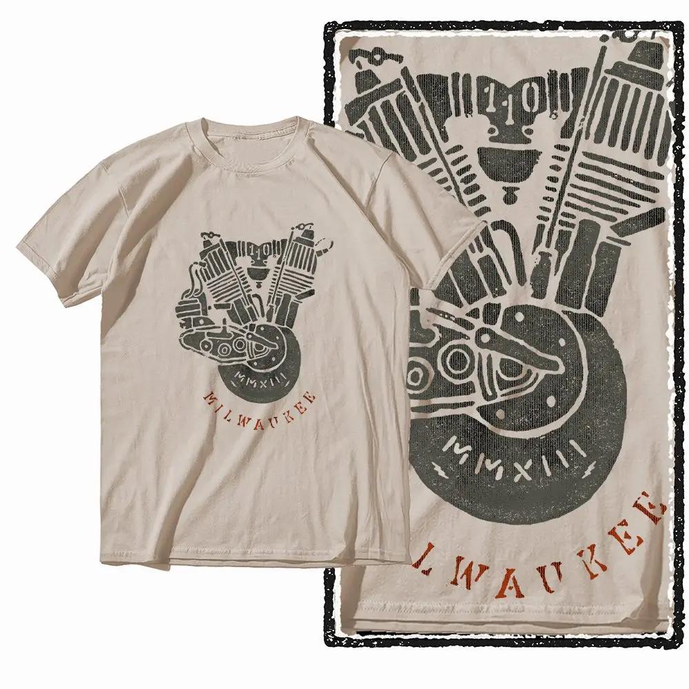 G72 T-shirt graphique moto col rond homme en coton beige |    T-shirt Cool pour hommes, Streetwear, 