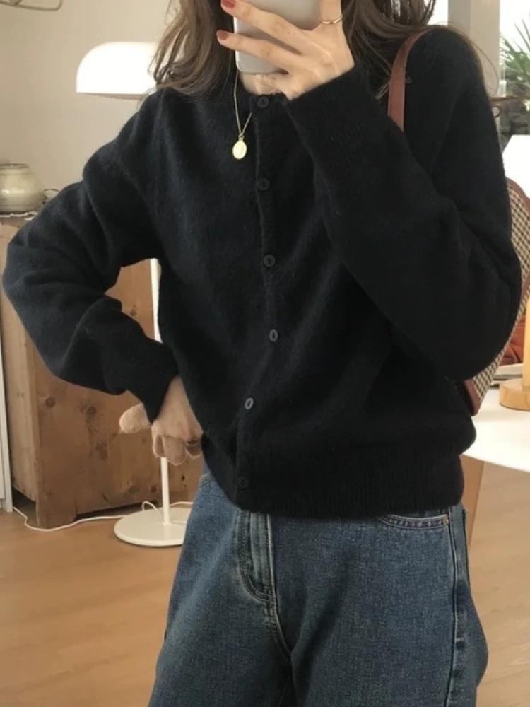 Cardigan tricoté à manches longues pour femme, haut Vintage Y2k, coréen, mode automne-hiver, col ron