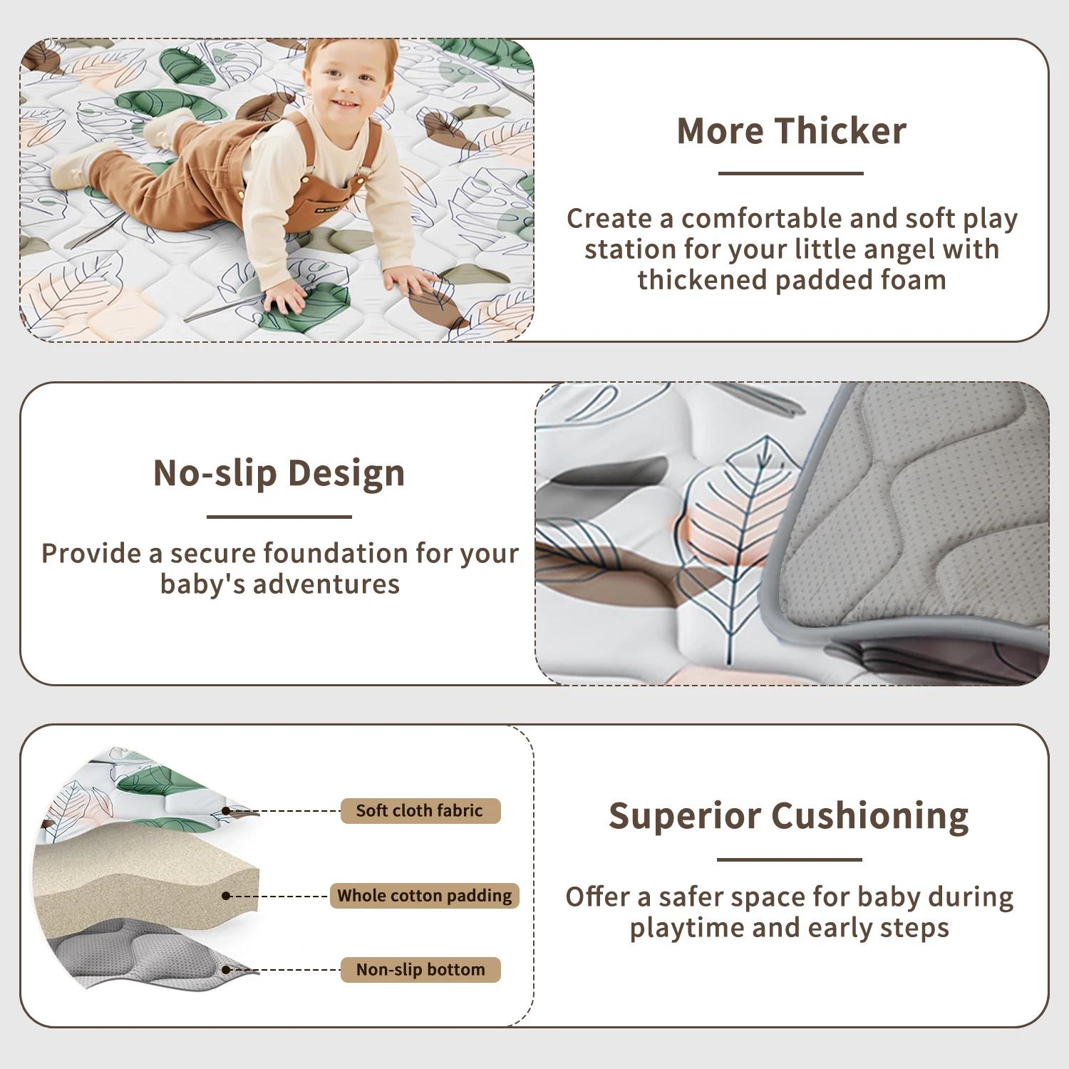 Tapis de jeu pour bébé, tapis d'éveil pour ramper, tapis de jeu en mousse épaisse et rembourrée, tap