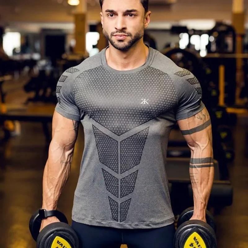 T-shirt sport homme 2026 fitness musculation - Haut compression moulant séchage rapide entraînement
