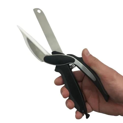Ciseaux de cuisine en acier inoxydable 2 en 1, planche à découper, hachoir pour fruits et légumes, m