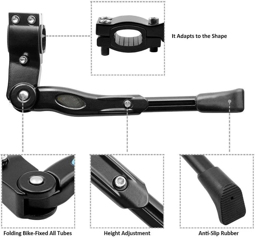 Béquille de vélo réglable en alliage d'aluminium, béquille latérale de vélo