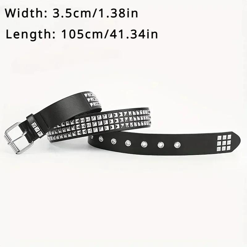Nouvelle ceinture à rivets carrés 2026, ceinture en métal à pyramides, ceinture punk pour hommes et 