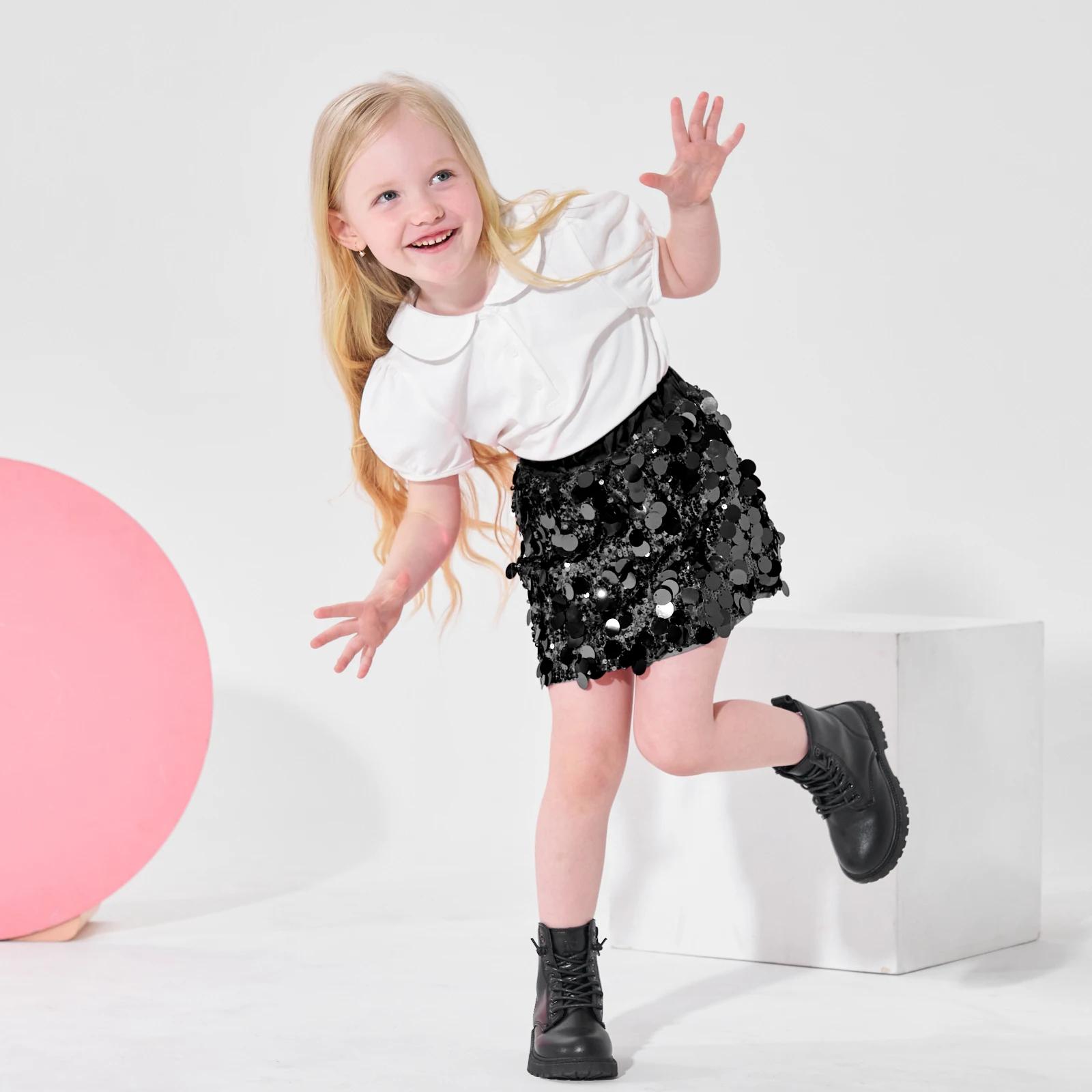 LOLParquet-Mini jupe à paillettes pour filles, jupe crayon à paillettes pour tout-petits, taille éla