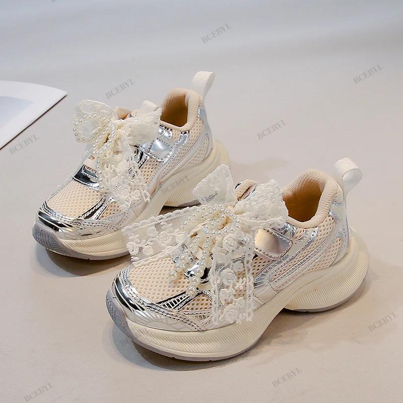 Bébé offre spéciale printemps/automne mode respirant semelle épaisse nœud perlé chaussures de Sport 
