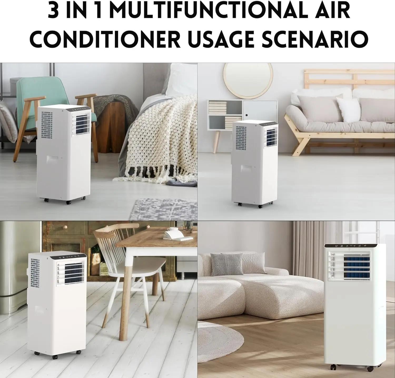 Climatiseur portable 8500 BTU avec télécommande à écran LCD, refroidissement AC jusqu'à 350 pieds ca