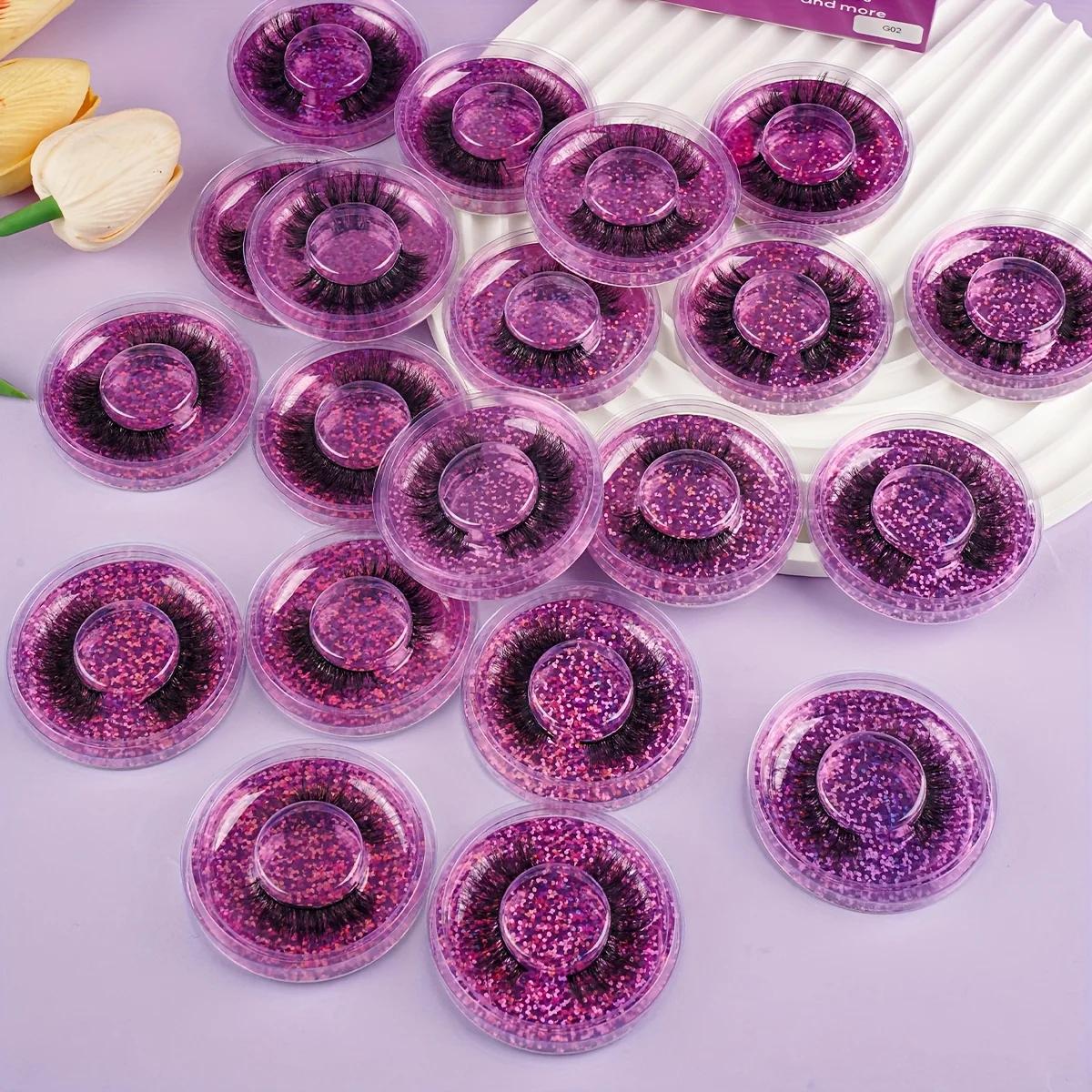 20 paires 4 Styles vaporeux Faux vison Faux cils mélangés dramatiques épais bouclés moelleux bande c