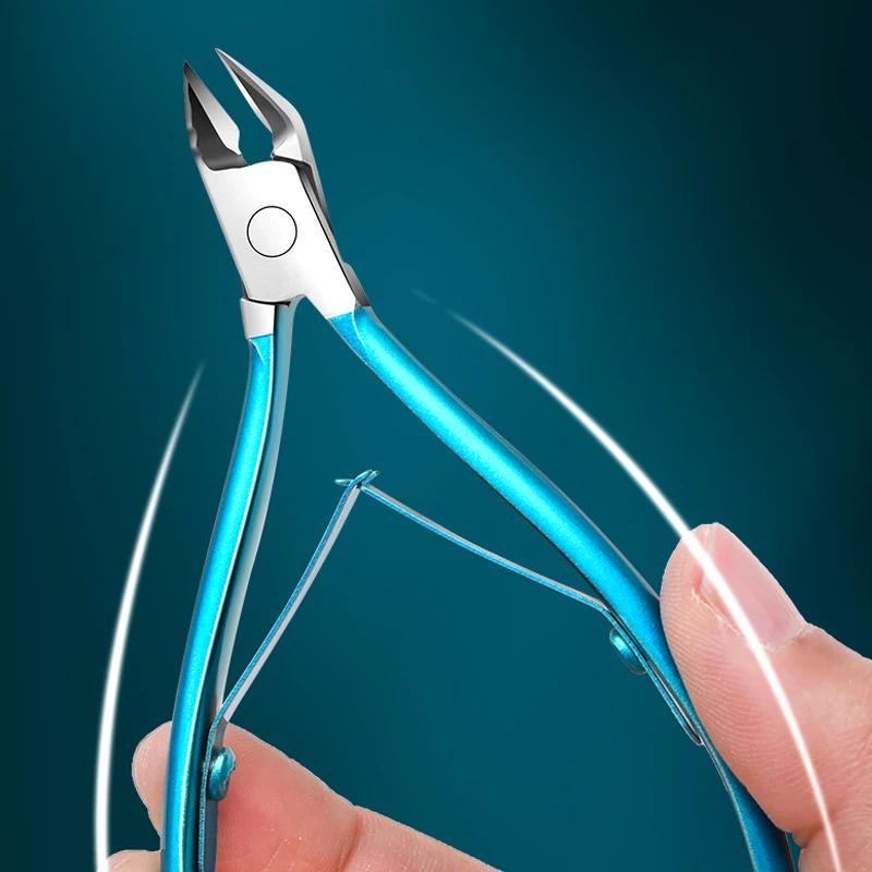 Coupe-ongles en acier inoxydable, lame droite pour ongles incarnés et épais, pointe pointue et point