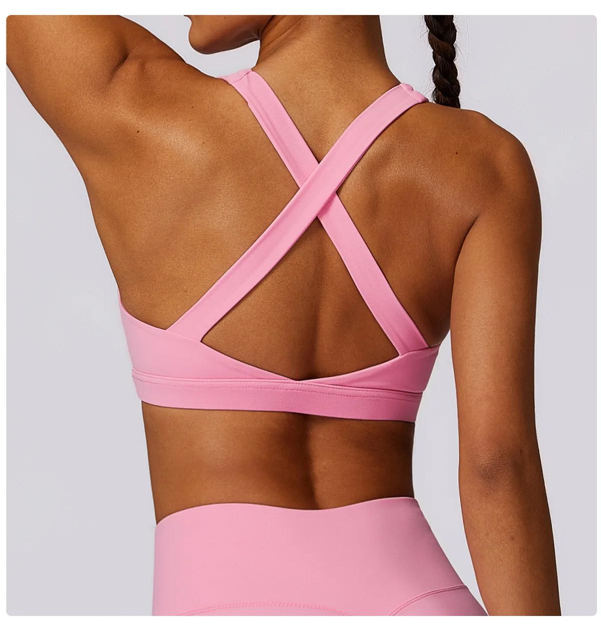 Femmes sport soutien-gorge croix haut de sport femmes formation course Yoga soutien-gorge Stretch fe