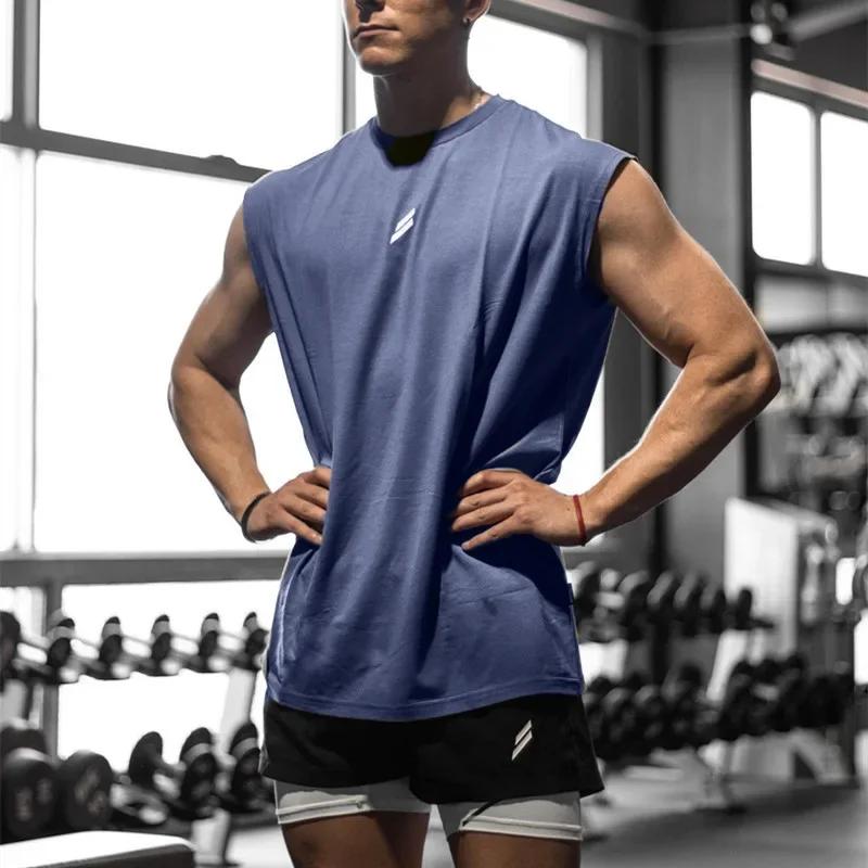 Débardeur de sport d'été pour hommes, T-shirt sans manches en maille ample et respirante, gilet à sé