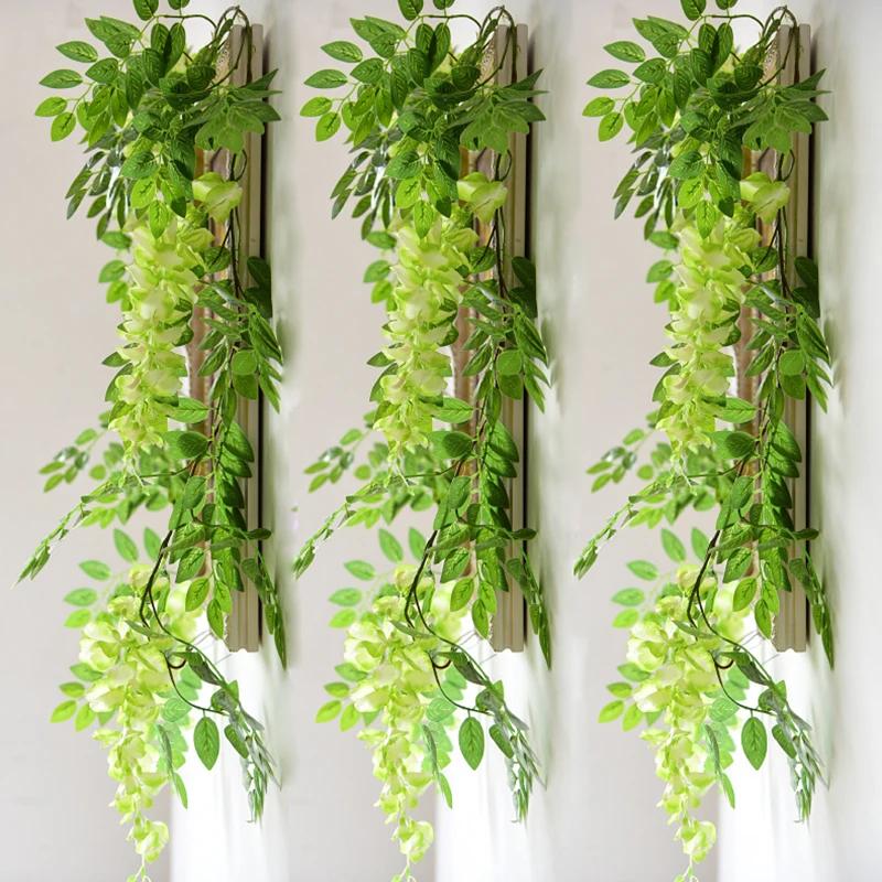 7ft 2m fleur chaîne artificielle glycine vigne guirlande plantes feuillage extérieur maison traînant