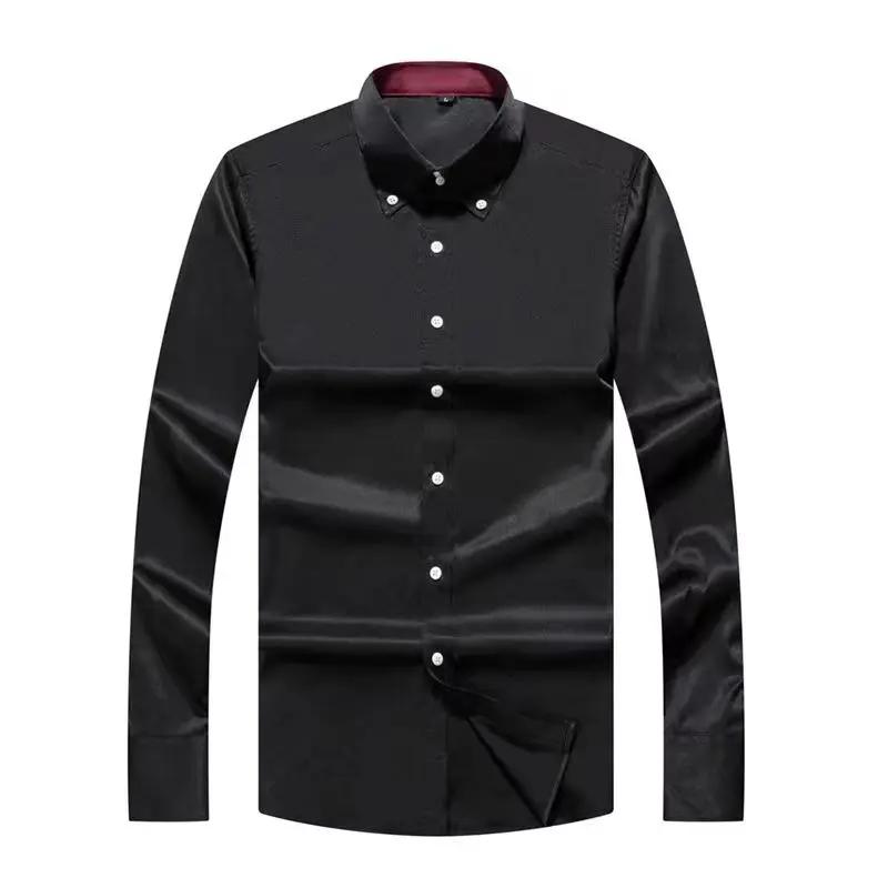 Chemise habillée pour hommes col boutonné formel affaires à manches longues décontracté mode coréenn