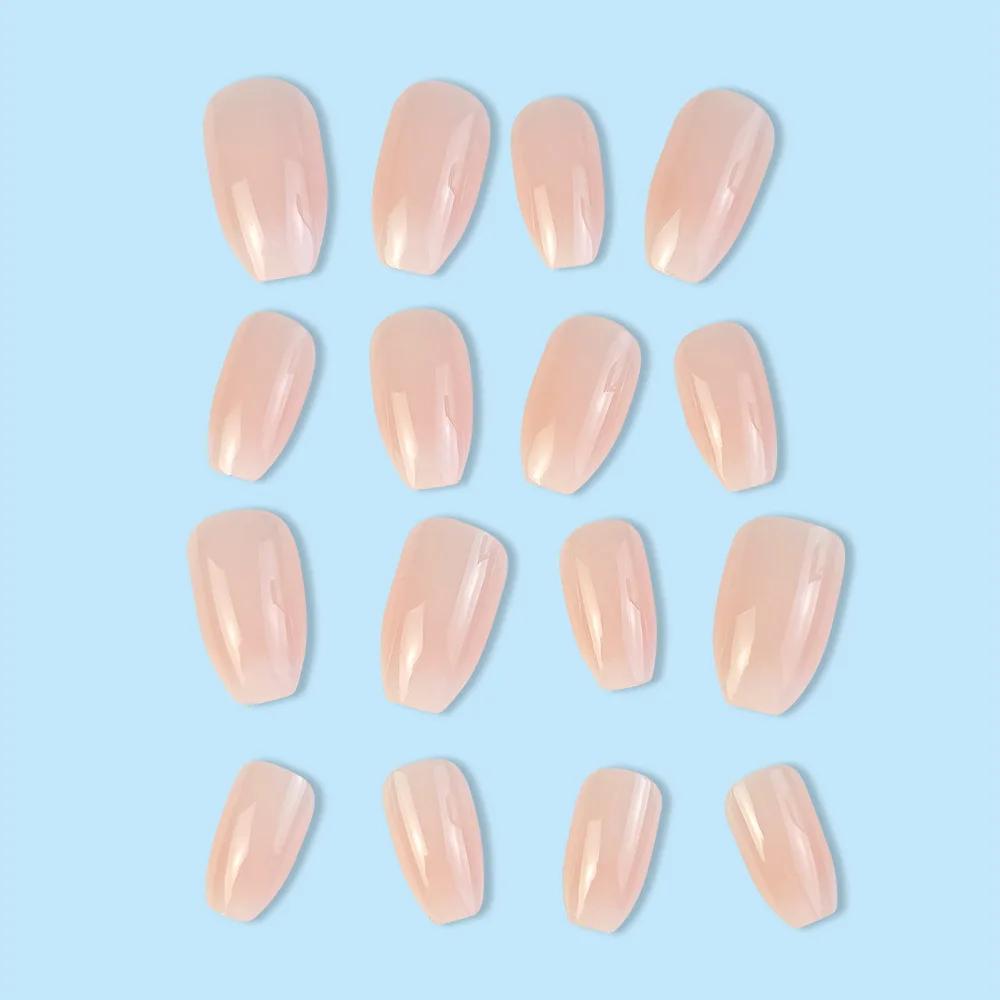 24 pièces ballerine presse sur ongles rose dégradé faux ongles brillant doigt artificiel manucure ré