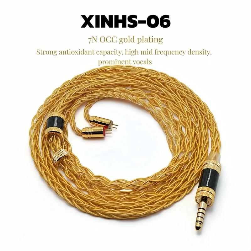 XINHS-Câble de mise à niveau pour écouteurs plaqué or, 8 cœurs, 7N, cuivre monocristallin, 3.5mm, 2.