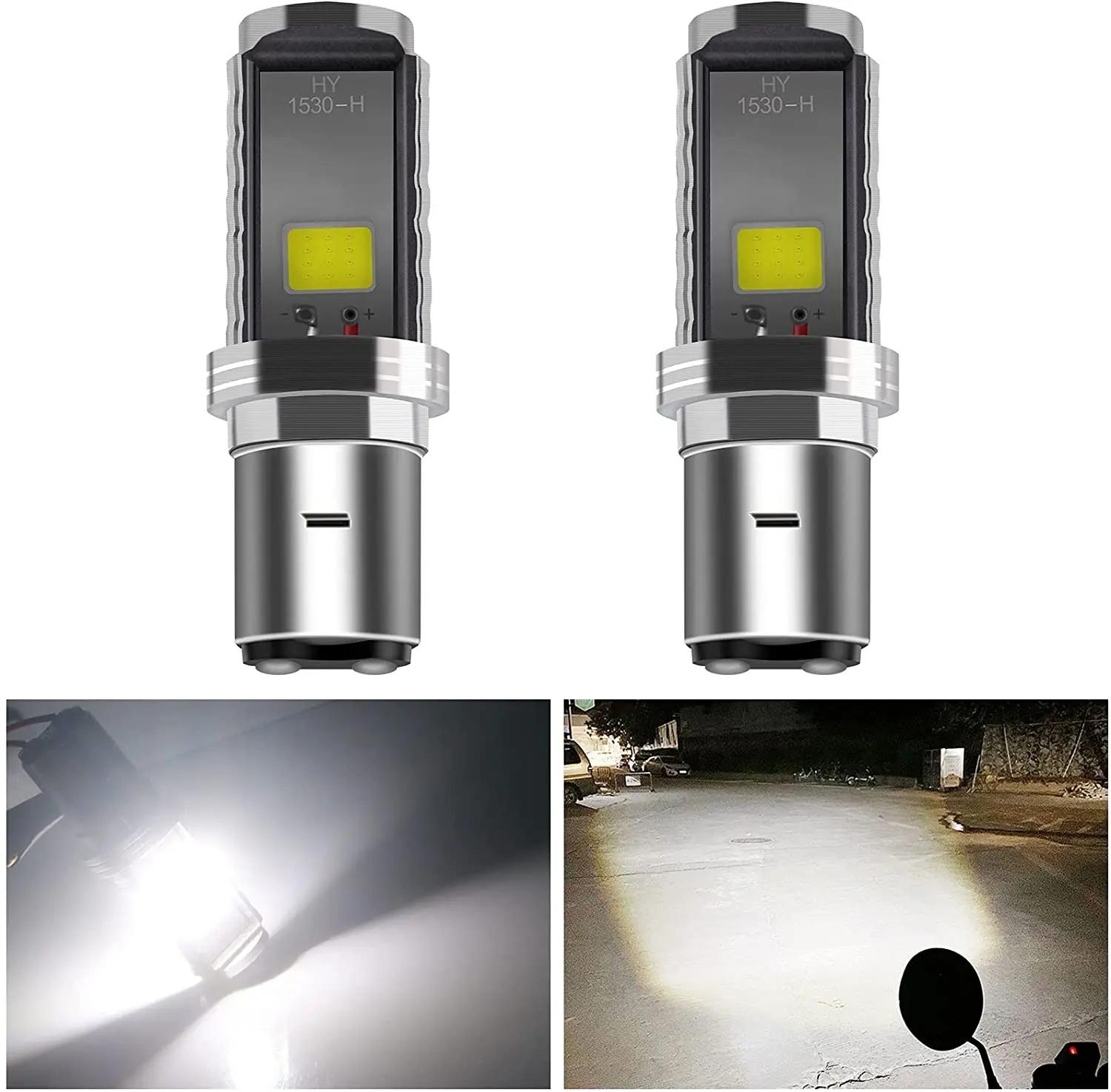 Ampoules LED H6 BA20D pour moto et scooter, 2 côtés COB, lampe Hi Lo, phares antibrouillard, lampe b