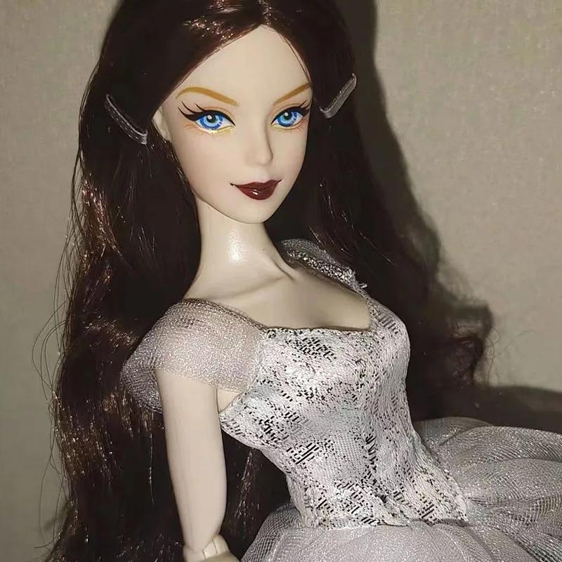Tête de poupée dame 30cm avec gros cheveux bouclés ondulés, accessoires de déguisement, jouets de br