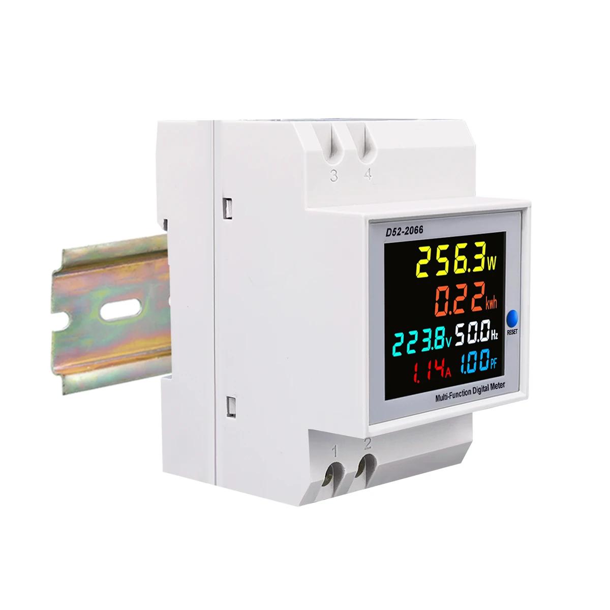 Moniteur AC sur rail din 6 en 1, 110V 220V 380V 100A, tension, courant, facteur de puissance, KWH ac