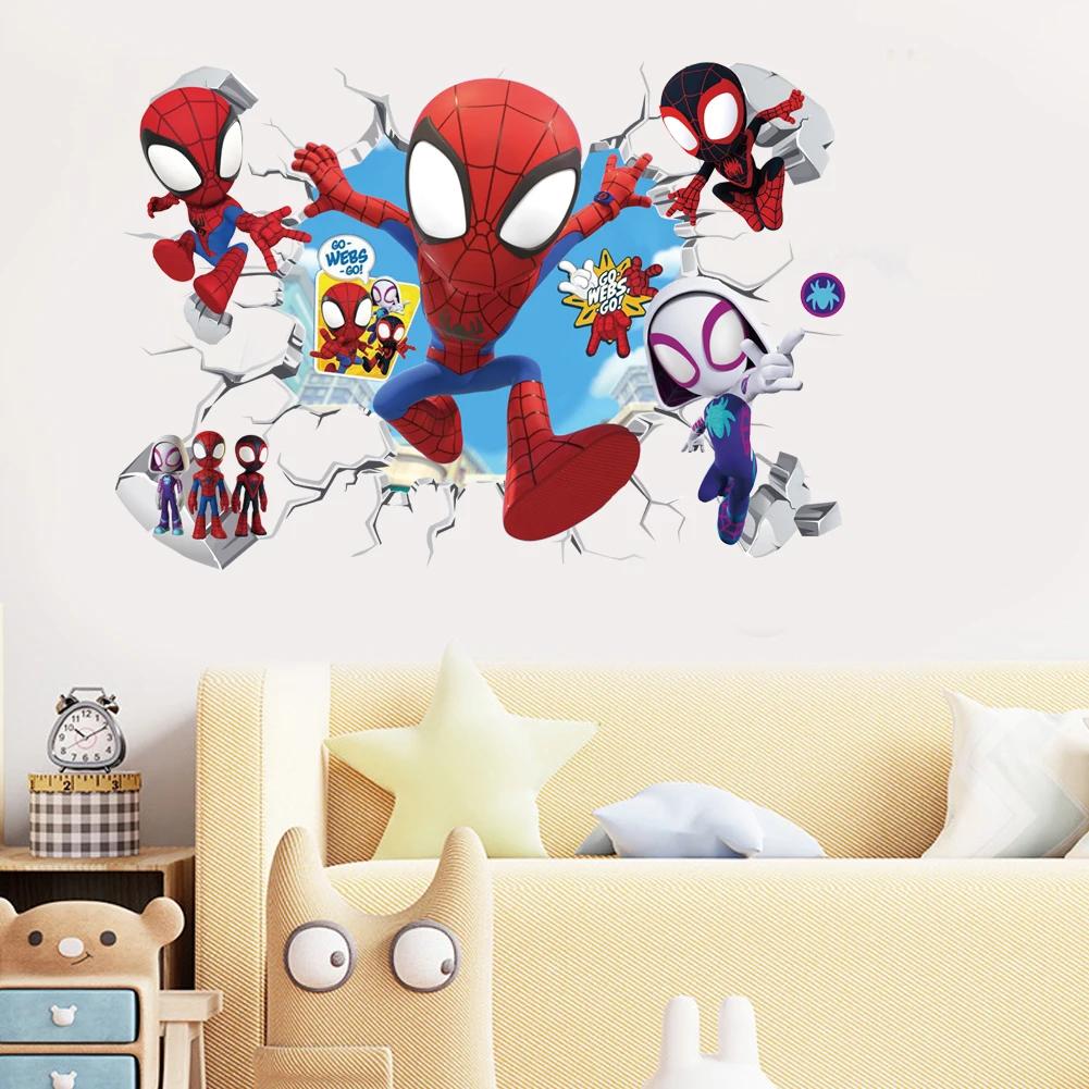 Mignon mini Spiderman Super héros Stickers muraux pour chambre d'enfants décoration maison chambre P