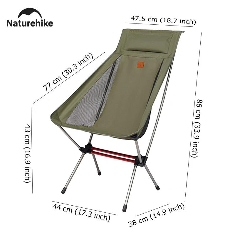 Natureifa-Chaise pliante ultralégère à dossier haut, chaises à bascule portables, camping, pêche en 
