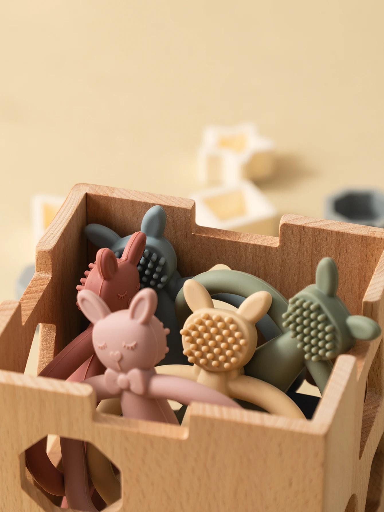 TeWindsor-Jouet de Dentition en Silicone pour Bébé, Lapin de Dessin Animé, Cadeaux pour Nouveau-Né, 
