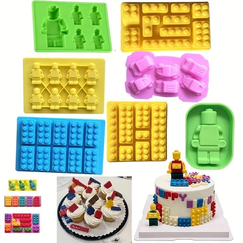 Bloc de moule en Silicone, brique de construction, Robot, gelée de chocolat, plateau à glaçons, déco
