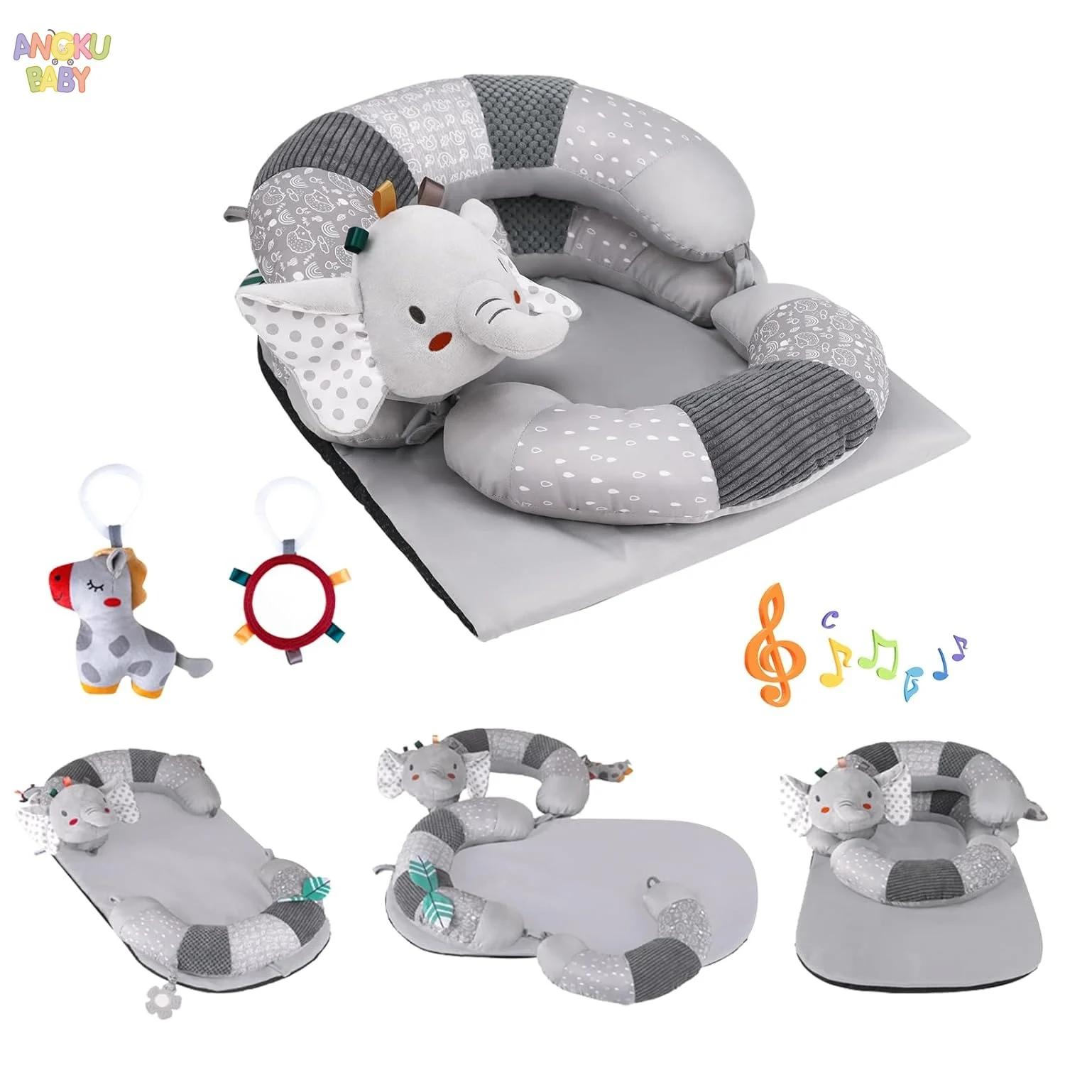 Tapis de jeu 3 en 1 pour bébé, avec oreiller et jouets, Stable, pour le ventre, Support assis, tapis