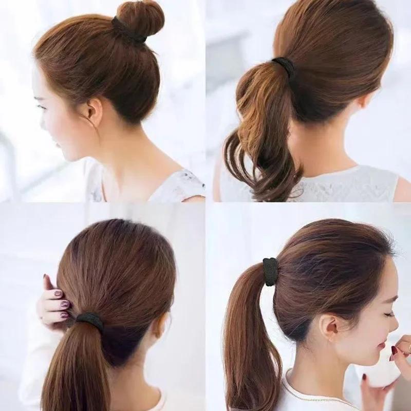 Bandes de cheveux noires pour femmes et filles, chouchous en caoutchouc à haute élasticité, porte-qu