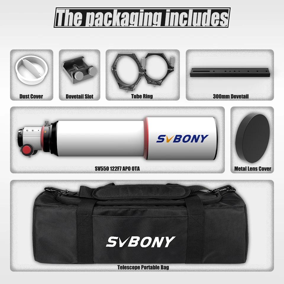 Svbony SV550 80/122mm APO télescope FPL51 réfracteur triple apochromatique OTA pour l'observation vi