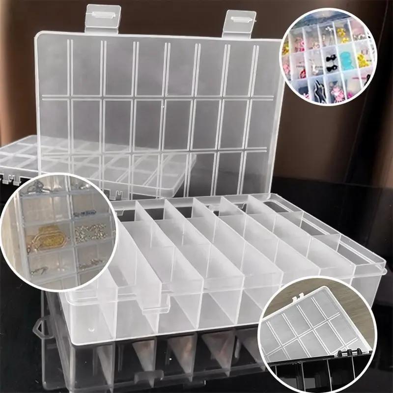 Boîte de rangement en plastique à 24 grilles, boîte de rangement pour bijoux, boucles d'oreilles, co
