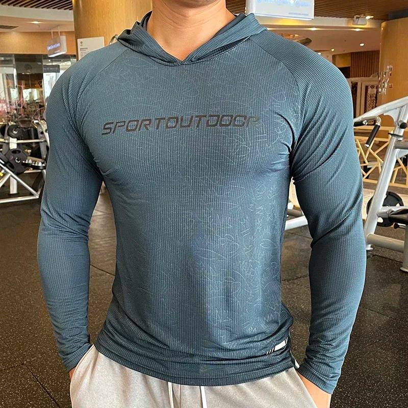 T-shirt à manches longues pour hommes, décontracté, Slim, élastique, sport, Fitness, confortable, re