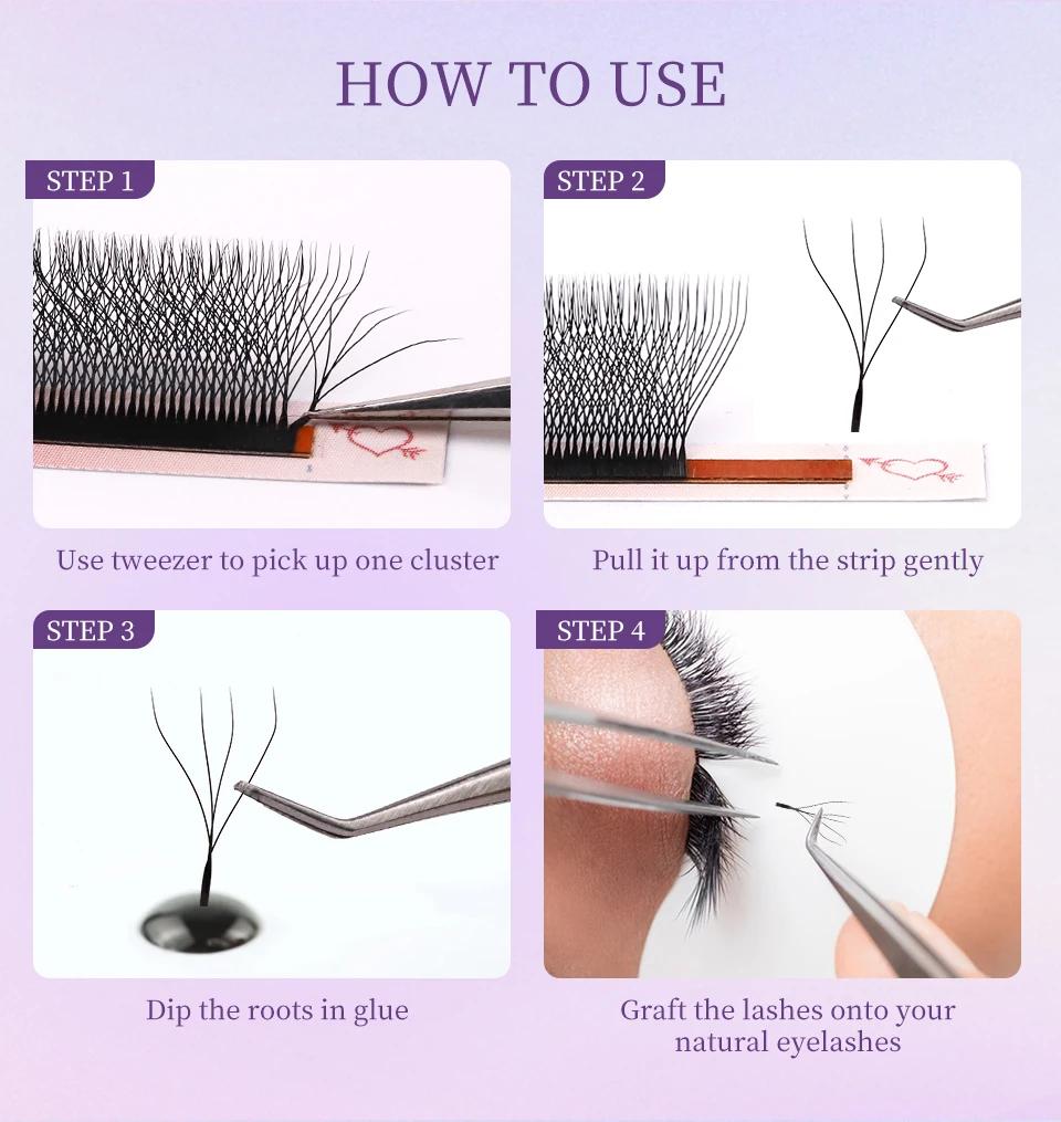 AGUUD marron W en forme de cils 4D 5D 3D fée trèfle cils préfabriqués Bloom Fans Volume Extensions d
