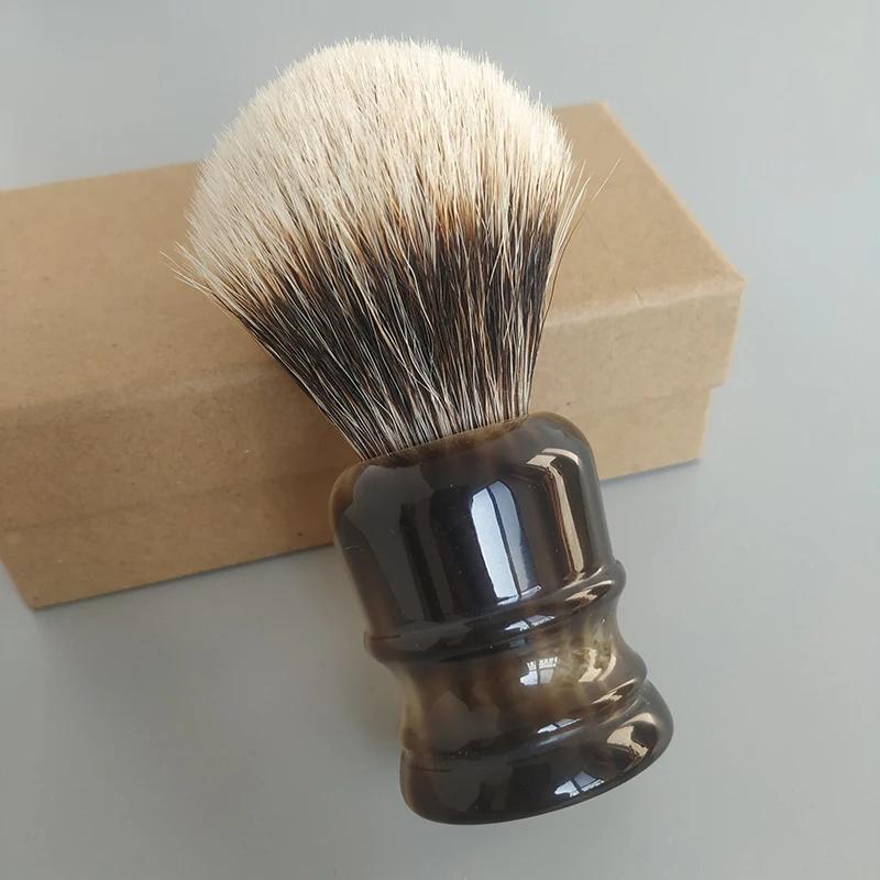 Dscosmetic Brosse à raser en poils de blaireau manchourien à deux bandes de 22 mm avec manche en rés