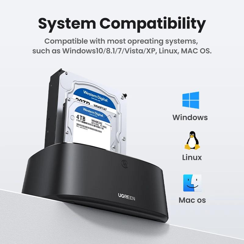 UGREEN – Station d'accueil pour disque dur SATA vers USB 3.0, adaptateur pour 2.5 3.5 SSD, boîtier p