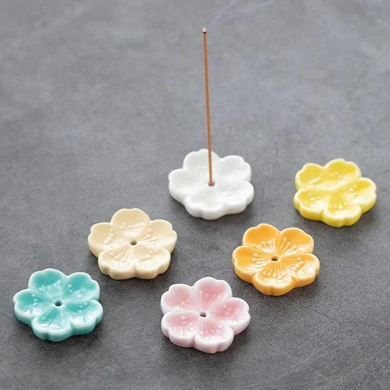 Brûleur d'encens en fleurs de cerisier, décoration de maison en céramique, porte-bâton, encensoir d'