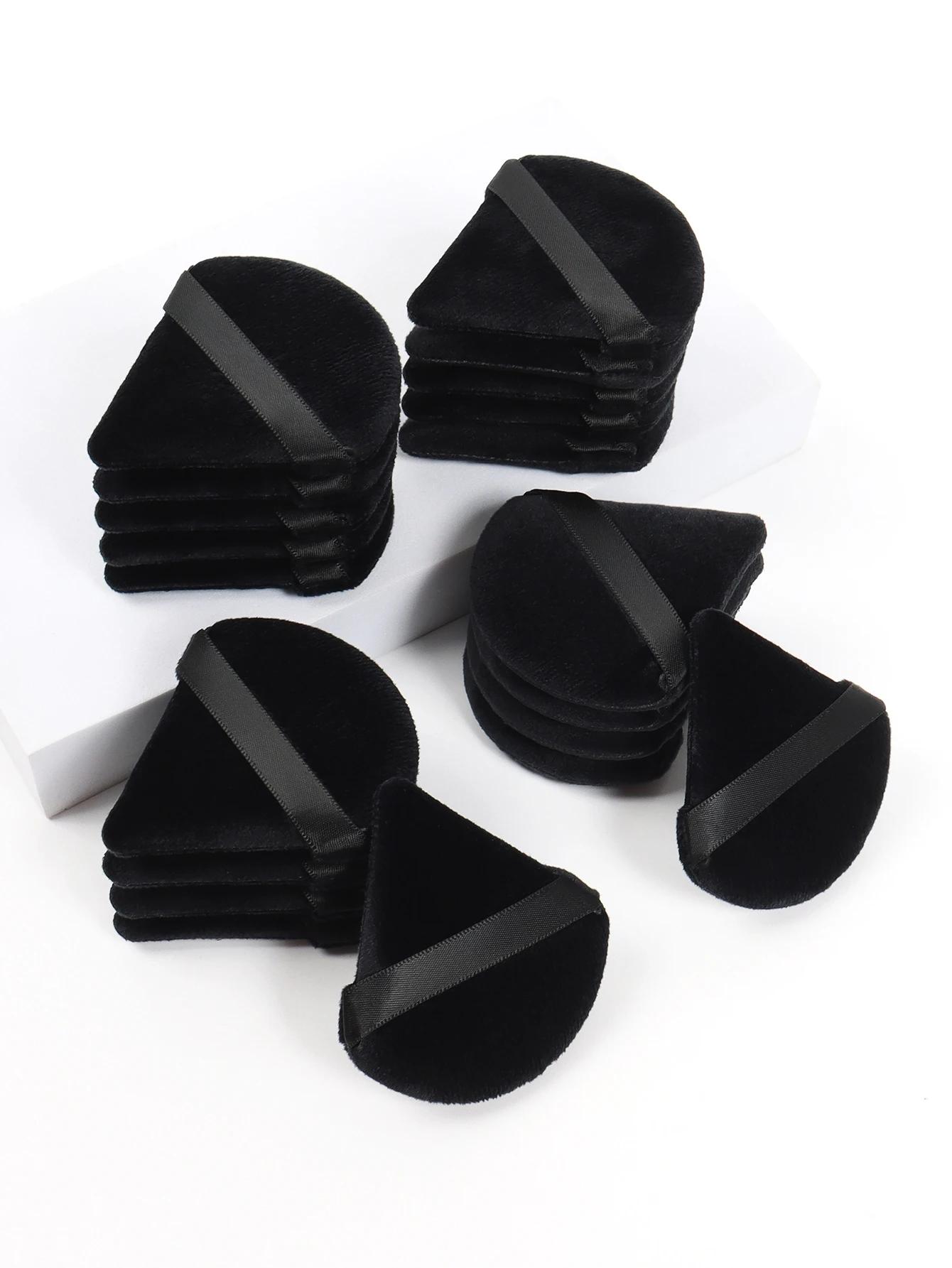 Triangle noir bouffée de poudre éponge de maquillage pour le visage doux velours cosmétiques bouffée