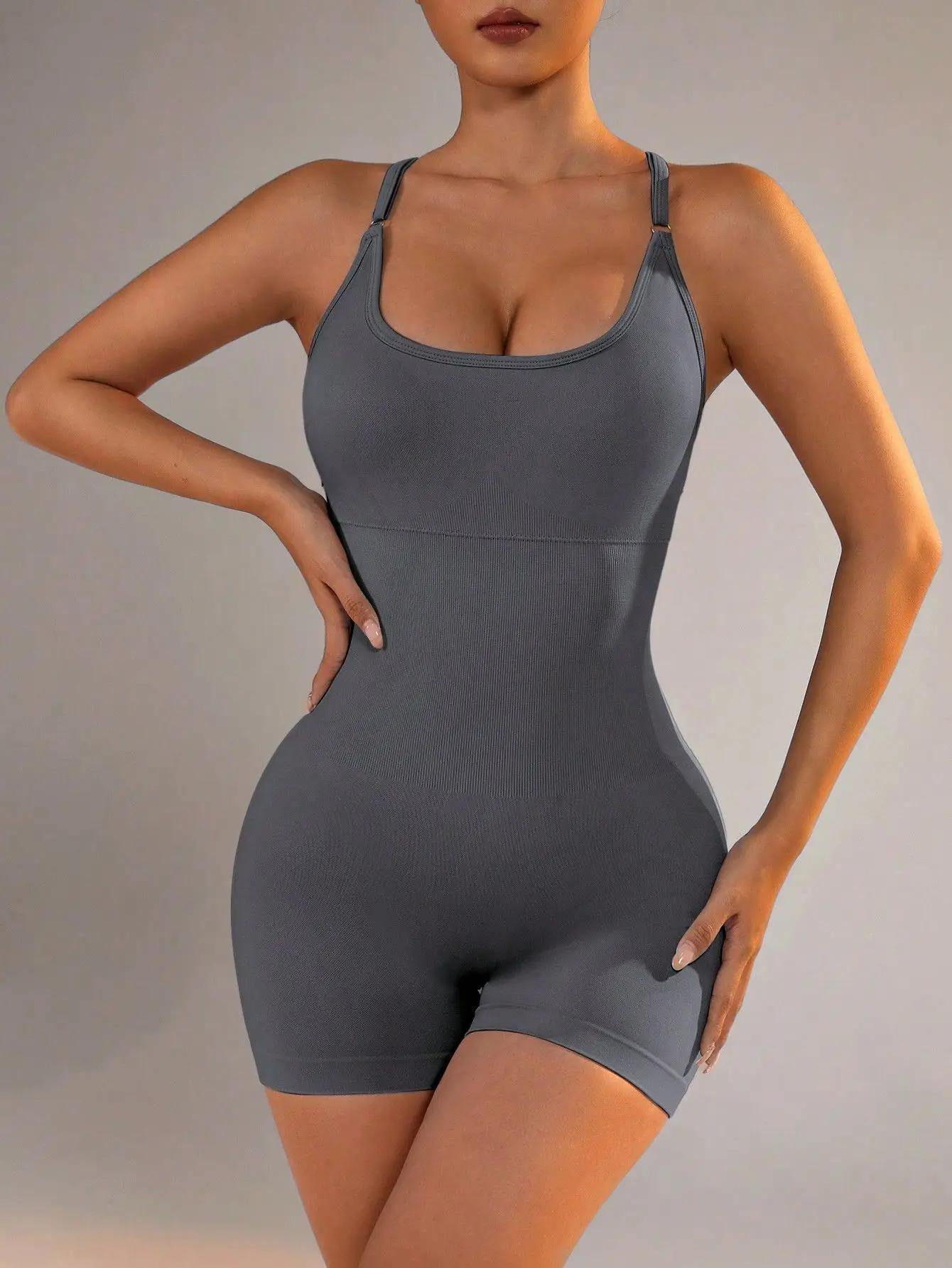 Combinaison de Fitness Sexy pour femmes, combishort de sport réglable croisé, une pièce, combinaison
