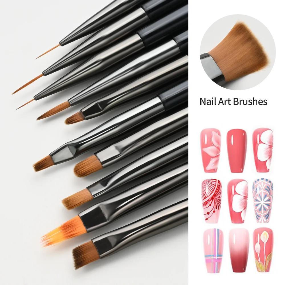 10 pièces/ensemble pinceaux pour Nail Art Liner Gel vernis lignes fleur peinture dessin stylo pour N