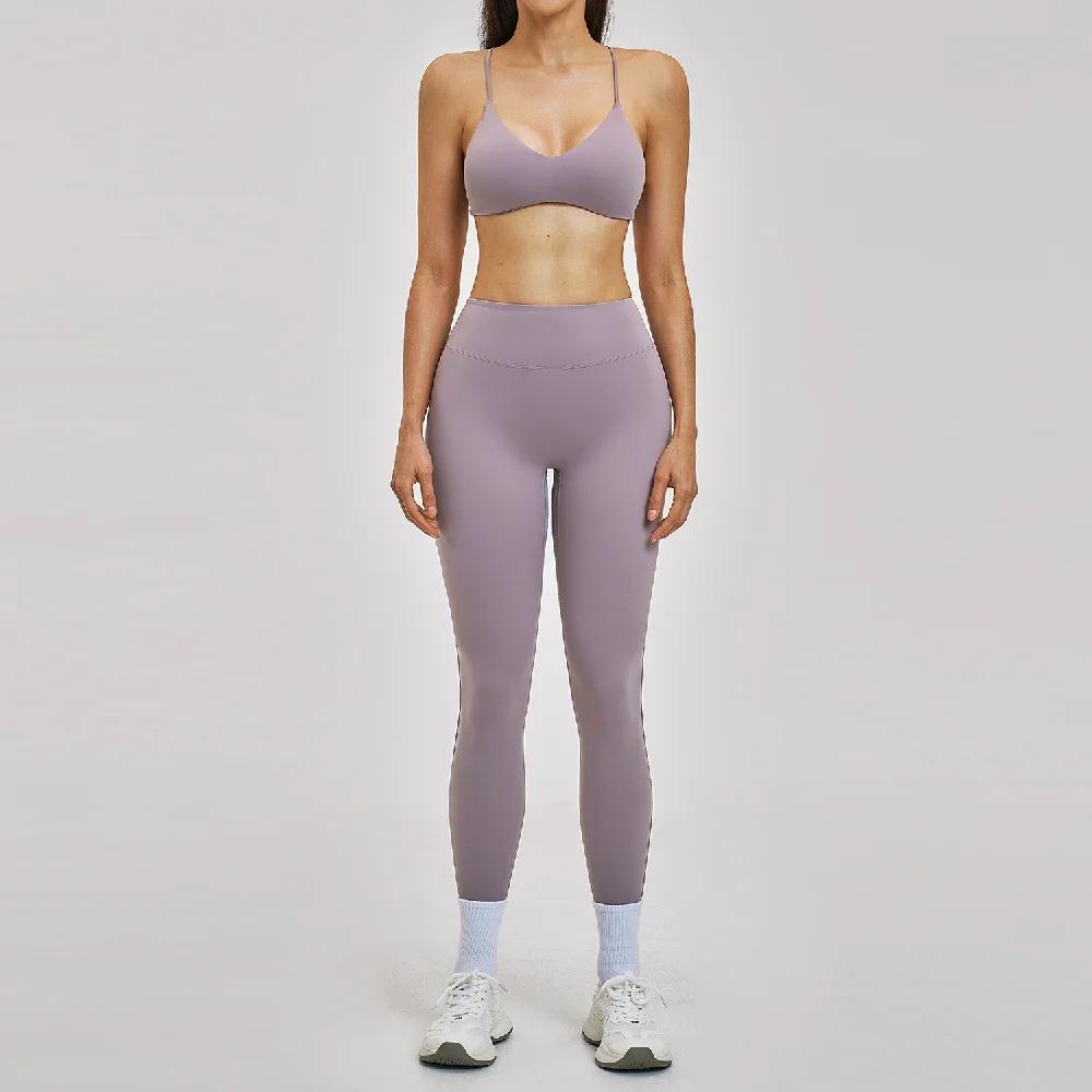 Ensemble de survêtement 2 pièces pour femme, tenue de yoga, vêtements de sport, leggings taille haut