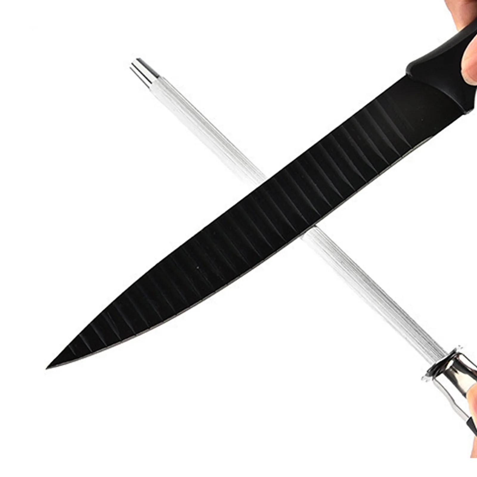 Tige d'affûtage de couteaux professionnelle en acier au carbone de 26cm, broyeur de couteaux Durable