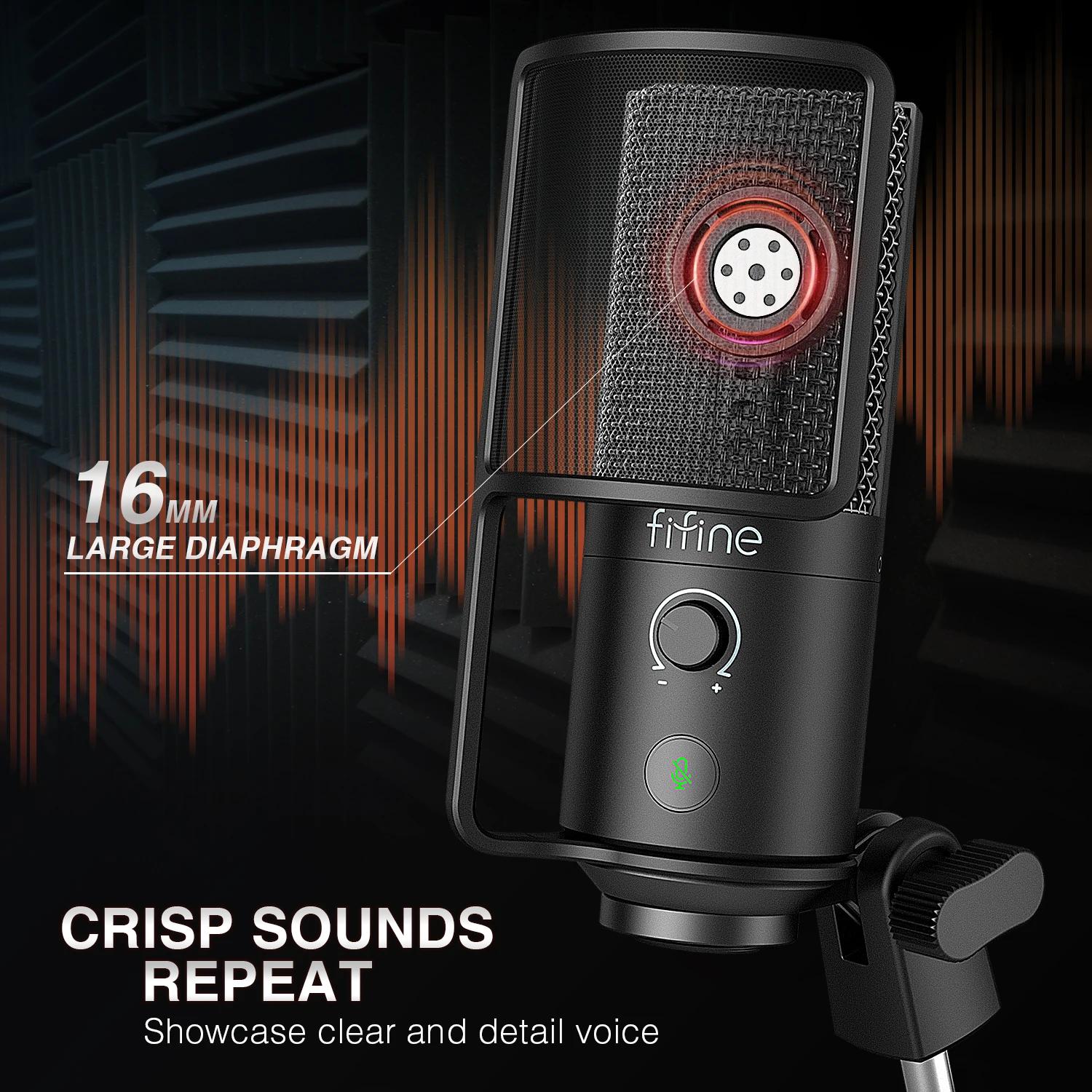 Kit de microphone de Streaming USB FIFINE avec bras de flèche, ensemble de micro à condensateur avec