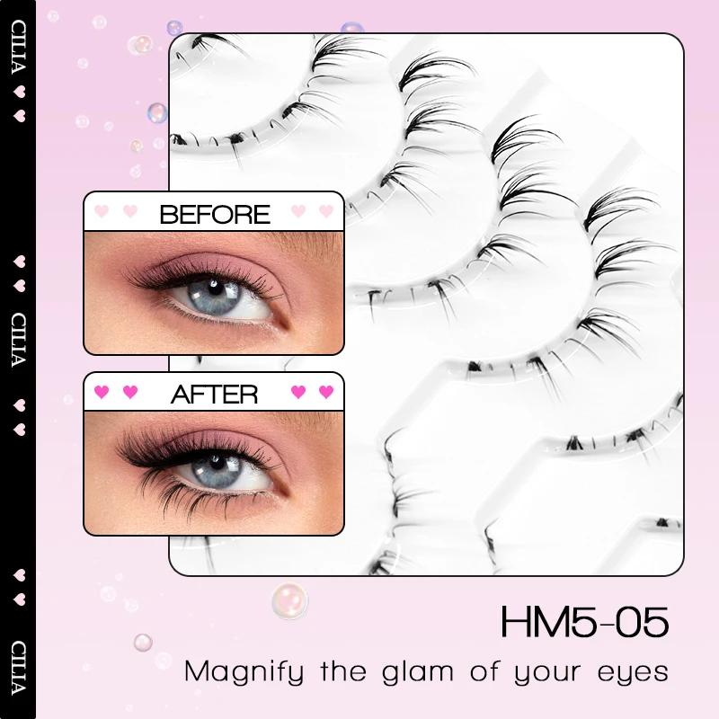 10 paires de cils inférieurs Manga, bande transparente, vaporeux, petite flamme sous les yeux, maqui