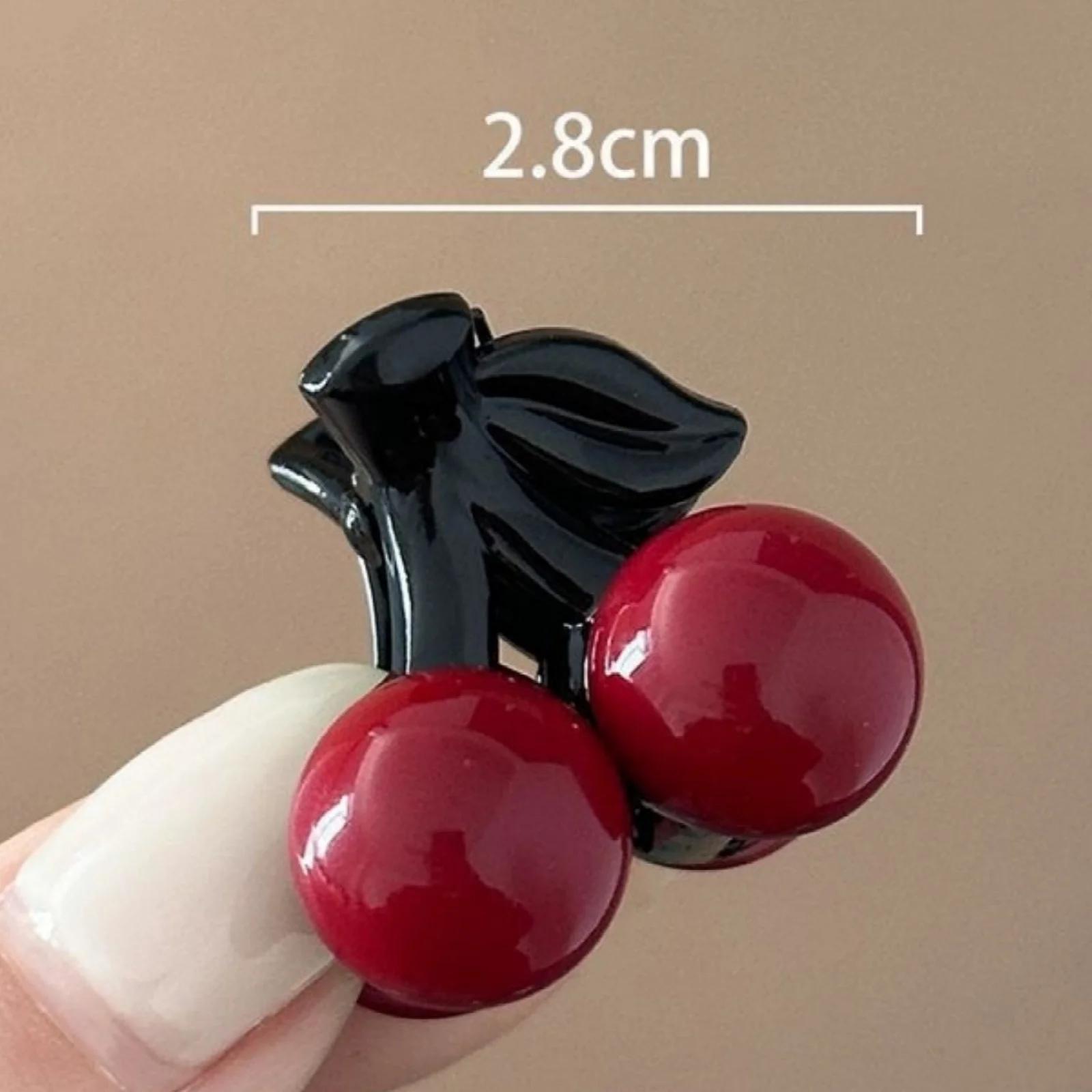 4-8 pièces de cerise de perles rouges, petites pinces à cheveux, douces, filles, cheveux cassés, Min