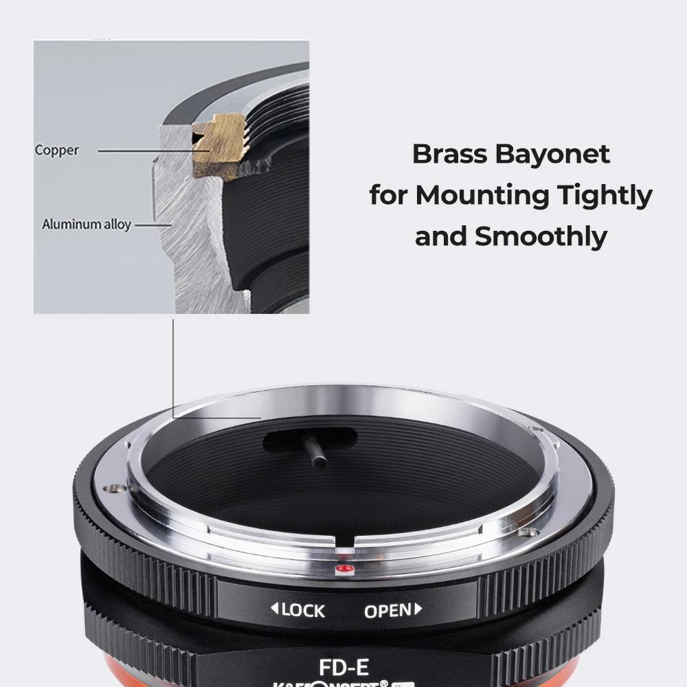 Adaptateur de monture d'objectif K&F CONCEPT FD vers Nex E pour objectif Canon FD FL vers monture So