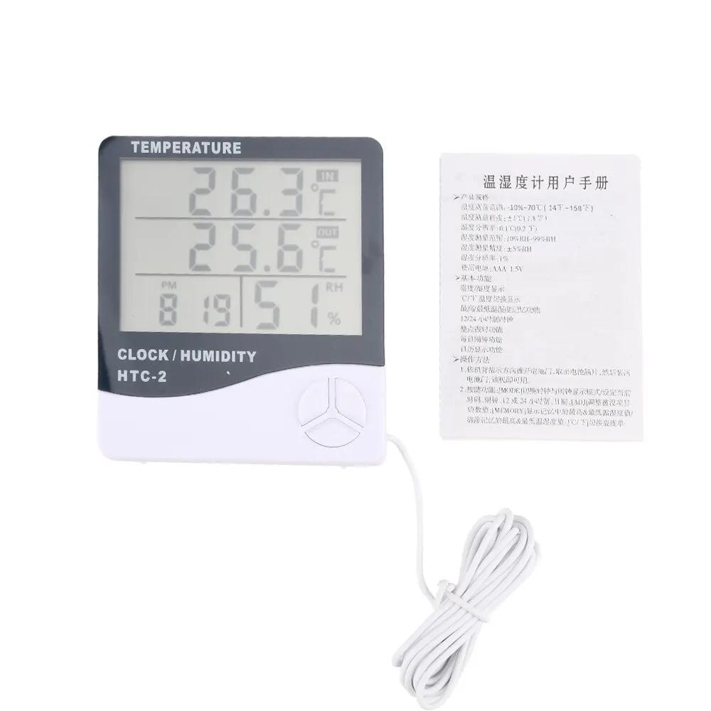 LCD Numérique Température Humidité Mètre HTC-2 Maison Intérieur Extérieur Hygromètre Thermomètre Sta
