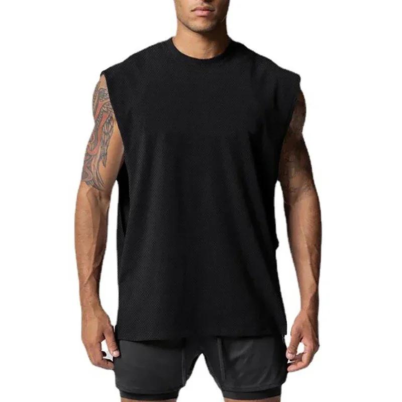 Vêtements de fitness en maille précieuse pour hommes, maillots de musculation, chemise de fibre musc