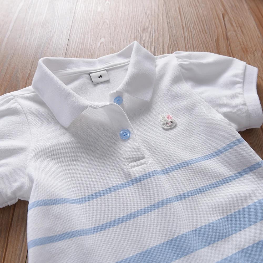 Robe Polo à rayures pour filles, vêtements élégants à manches bouffantes, robes d'été pour bébés fil