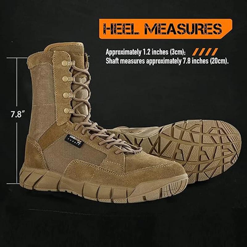 YEVHEV PAVEHAWK Bottes tactiques de 8 pouces pour hommes, bottes militaires légères et décontractées