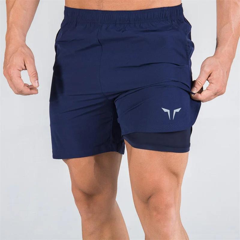 Short de sport de fitness à double pont pour hommes, slim, séchage rapide, tissé, respirant, pantalo